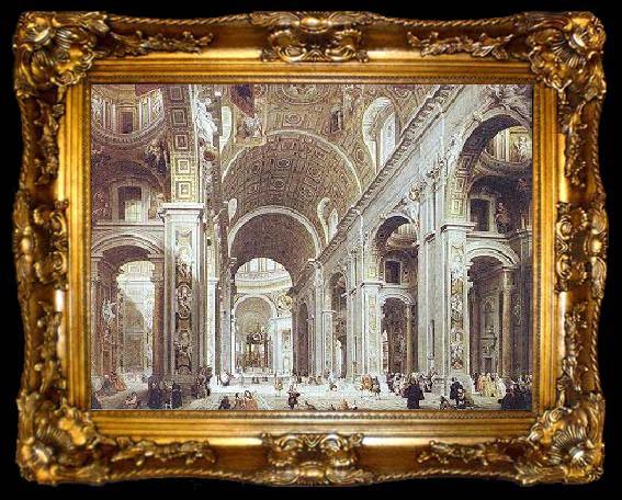 framed  Giovanni Paolo Pannini St. Peter Basilica, from the entrance, ta009-2